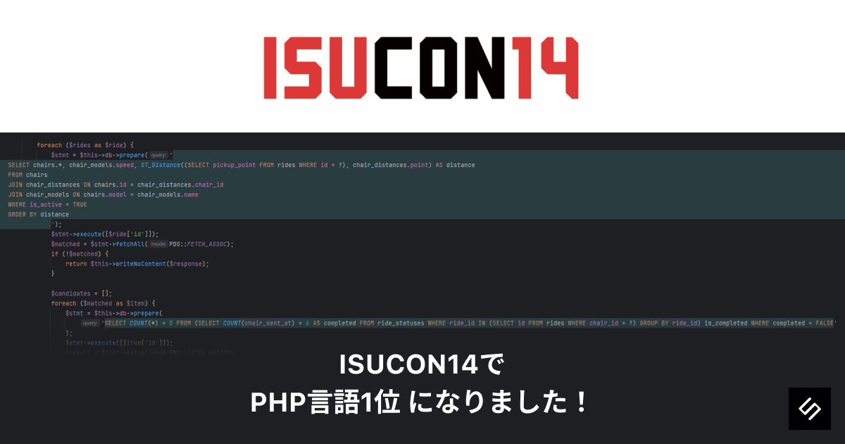 Cover Image for ISUCON 14でPHP言語1位になりました！